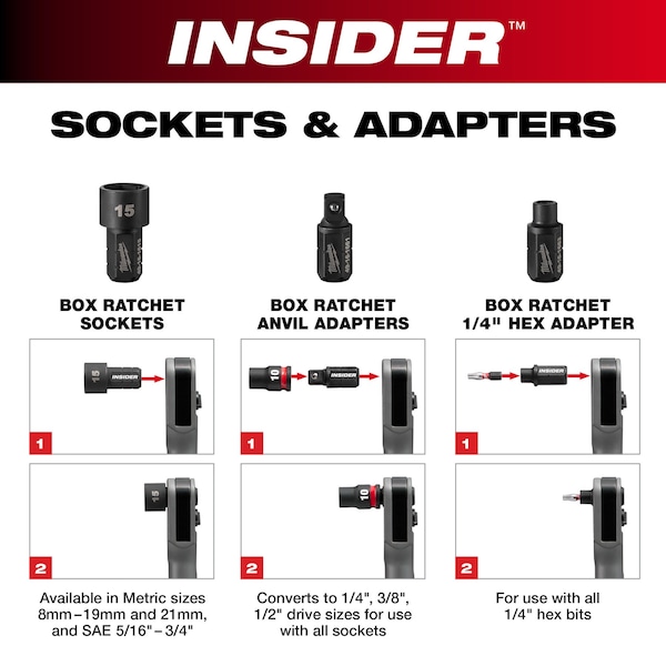 Milwaukee Tool 12mm INSIDER Box Ratchet 6 Point Socket - 49-16-1612