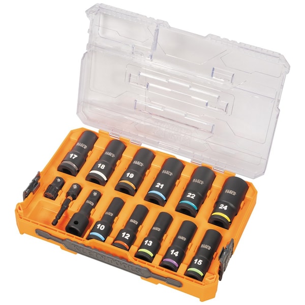 Klein Tools KNECT 1/2-Inch Drive Deep Well Impact Socket Set, Metric, 14-Piece - 65111IMPCTM