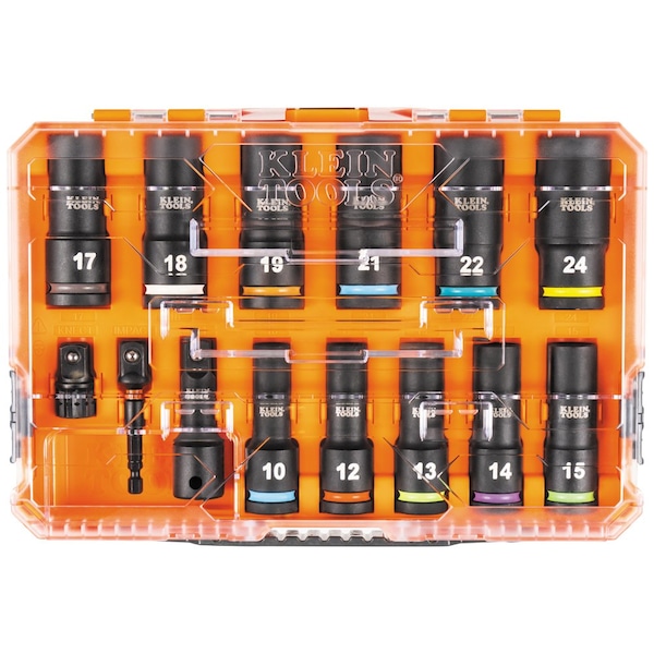 Klein Tools KNECT 1/2-Inch Drive Deep Well Impact Socket Set, Metric, 14-Piece - 65111IMPCTM