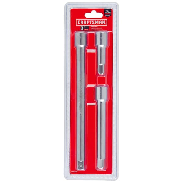 Craftsman Extension, 3-pc 1/2" Drive Extension Bar 1/2" Dr, Full Polish Chrome - CMMT43283