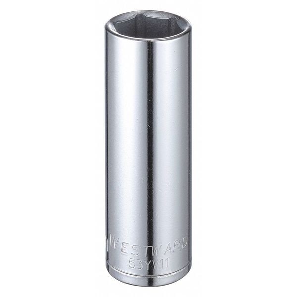 Westward WESTWARD 1/2 in Drive, 20mm Hex Metric, Socket, 6 Points, Steel, Chrome, 20 mm - 53YV11