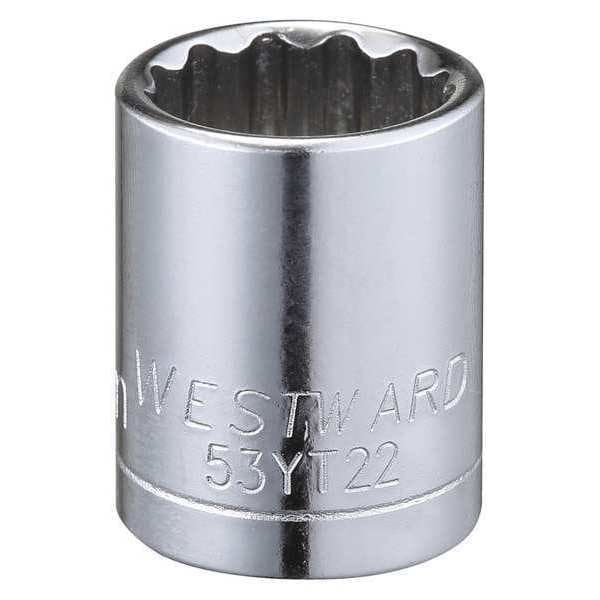 Westward WESTWARD 3/8 in Drive, 14mm Triple Square Metric Socket, 12 Points, Steel, Chrome, 14 mm - 53YT22