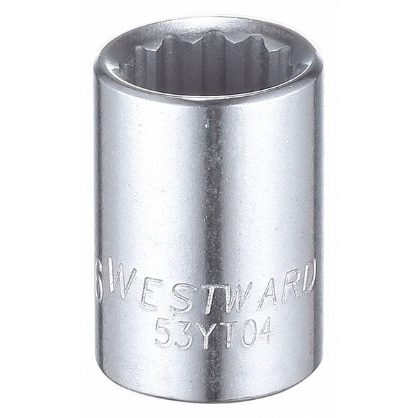 Westward WESTWARD 3/8 in Drive, 7/16" Triple Square SAE, Socket, 12 Points, Steel, Chrome, 7/16 in - 53YT04