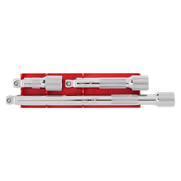 Milwaukee Tool Socket Extension Set 1/2 in Dr, 10 in L, 3 Pieces, Chrome - 48-22-9352