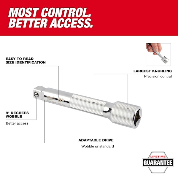 Milwaukee Tool Socket Extension Set 1/2 in Dr, 10 in L, 3 Pieces, Chrome - 48-22-9352