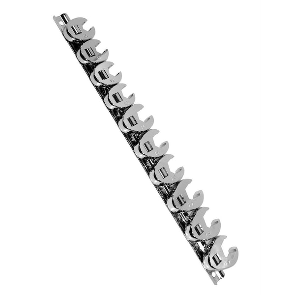 K-Tool International 3/8" Drive Mtrc Flare Nut Crowfoot Wrench Set, 10PCS, Metric, 10 pcs, Flare Nut - KTI-27300