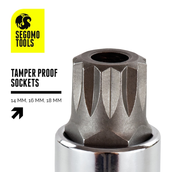 Segomo Tools 10 Piece Mixed Drive Metric XZN Triple Square Spline Bit Socket Set - 9015217B