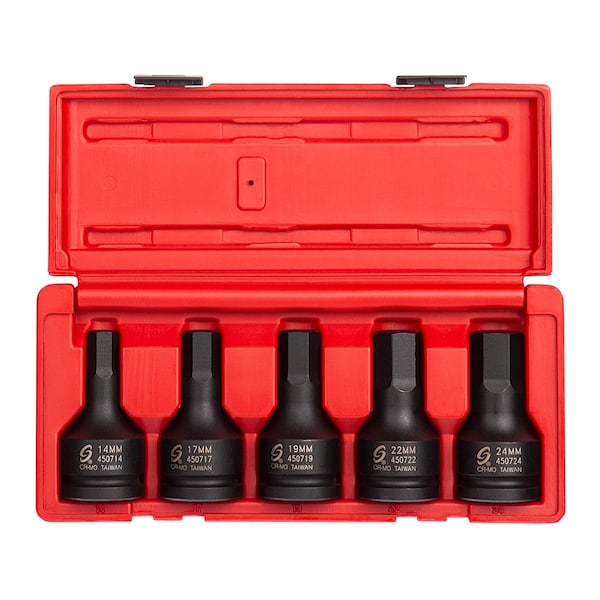 Sunex 5-Piece 3/4 In. Drive Metric Hex Impact Socket Set - 4507