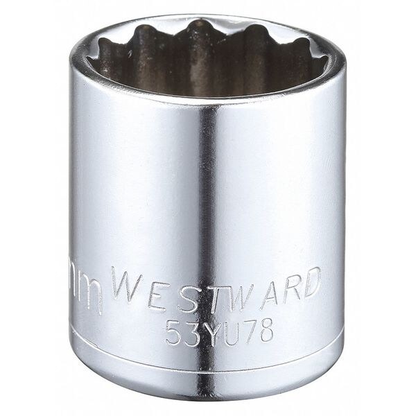 Westward WESTWARD 1/2 in Drive, 27mm Triple Square Metric Socket, 12 Points, Steel, Chrome, 27 mm - 53YU78