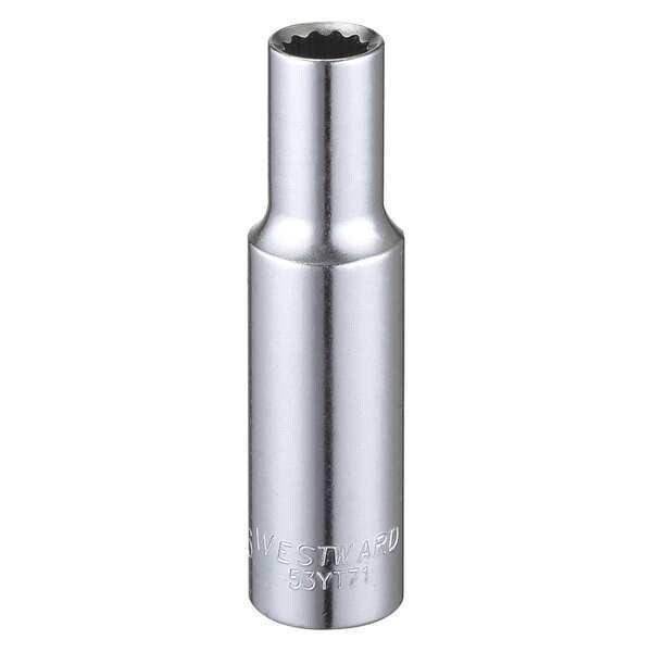 Westward WESTWARD 3/8 in Drive, 5/16" Triple Square SAE Socket, 12 Points, Steel, Chrome, 5/16 in - 53YT71