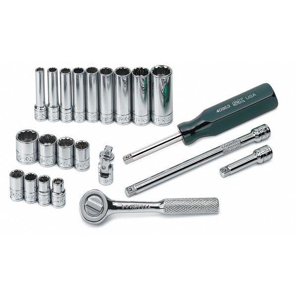 Sk Professional Tools 1/4" Drive Socket Set SAE 22 Pieces 1/4 in to 9/16 in , Chrome - 4952