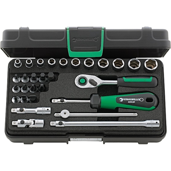 Stahlwille Tools 6, 3 mm (1/4") Socket set 29-pcs., 40/23/6QR KN - 96011137