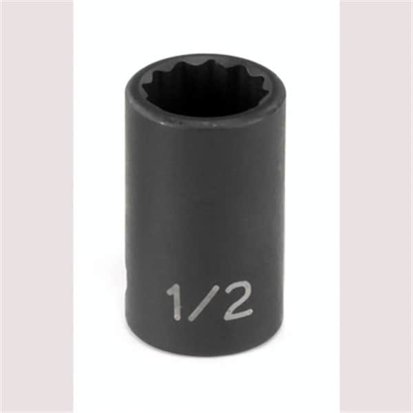 Grey Pneumatic 3/8" Drive, 1/2" Size, SAE Socket, 12 Points, 1/2", 3/8"D, 12pt., Black - 1116R