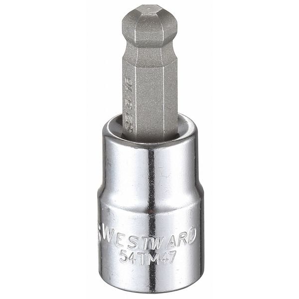 Westward 3/8 in Drive Ball Hex Socket Bit SAE 5/16 in Tip, 1 7/8 in L - 54TM47