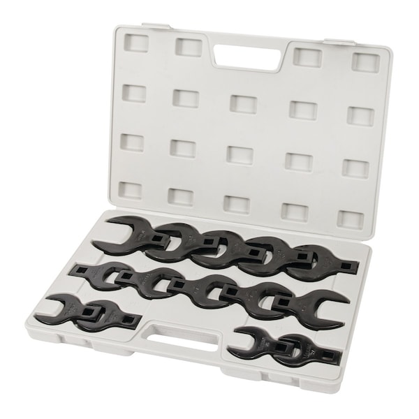 Titan 1/2" Drive Crowsfoot Wrench, Jumbo, Met, 1/2"Dr, 14 pcs, Metric, 14 pcs, Open End - 17299