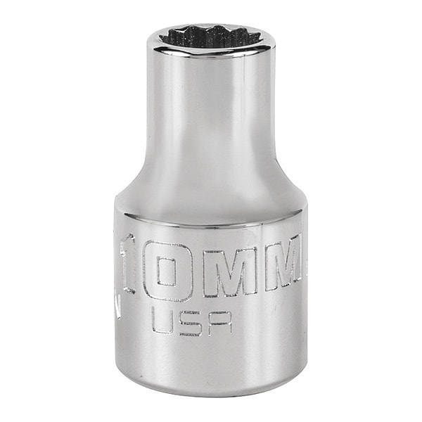Proto 1/2 in Drive, 10mm Triple Square Metric Socket, 12 Points, Steel, Chrome, 10 mm - J5410MN