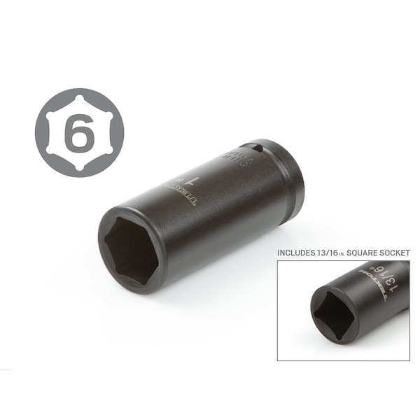 Tekton 3/4 Inch Drive Deep 6-Point Impact Socket Set, 7-Piece (13/16 - 1-1/2 in.) - 4890