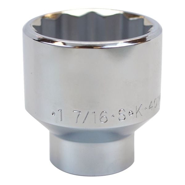 Sk Professional Tools 1/2 in Drive, 1-7/16" SAE, Socket, 12 Points, Steel, Chrome, 1 7/16 in - 40146