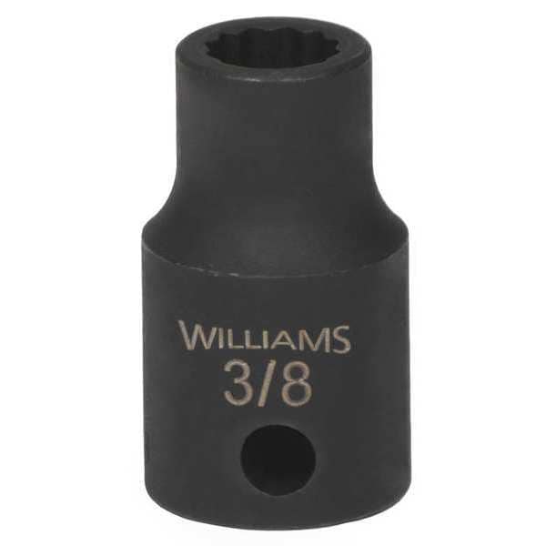 Williams 1/2" Drive Impact Socket Black Industrial, Standard 1/2" D, 1", 12Pt - 35532