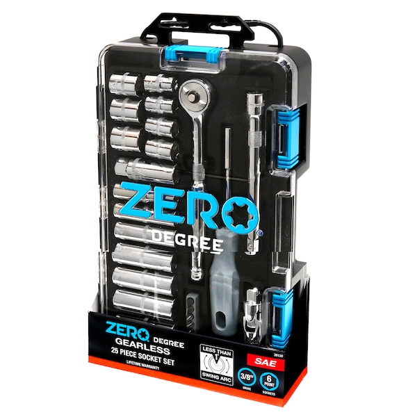 Allied International 25 pc. 3/8in Drive SAE Tool Set with Zero Degree Ratchet - 38130