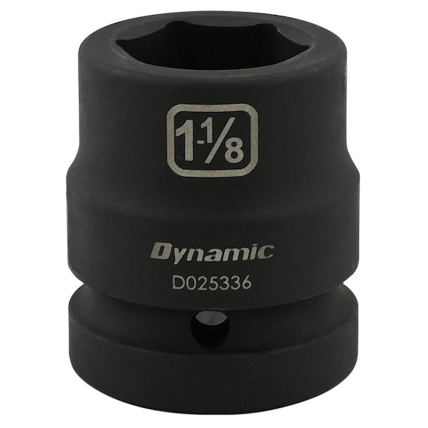 Dynamic 1" Drive Standard Socket, Black Phosphate, Tools 1-1/8" X 1" Drive, 6 Point Standard Length - D025336
