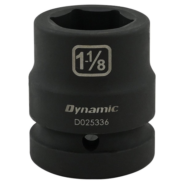 Dynamic 1" Drive Standard Socket, Black Phosphate, Tools 1-1/8" X 1" Drive, 6 Point Standard Length - D025336