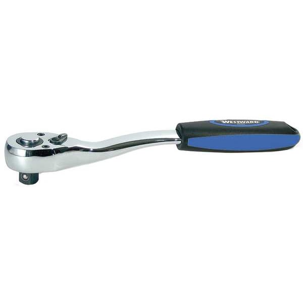 Westward 1/2" Drive, 72 Geared Teeth, Pear Head Style Hand Ratchet, 10" L, Chrome Finish - 5TZE5