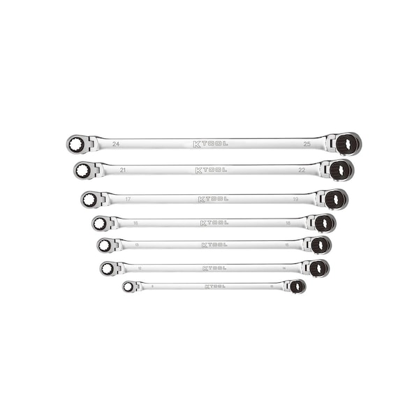 K-Tool International 7 Pc Metric Double Box Univ Spline 90 Tooth Rev Ratchet Set - KTIXDKITDBM14