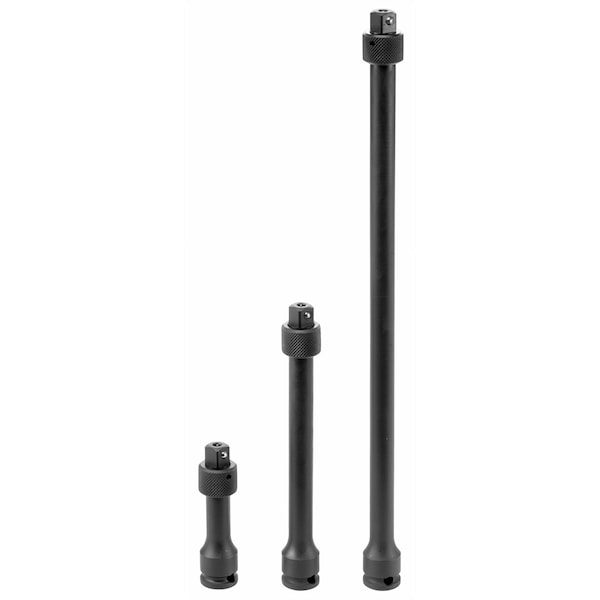Grey Pneumatic Locking Extension Set 3/8" Dr, 3"; 6"; 12" L, 3 Pieces - 1103QL