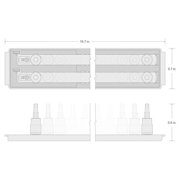 Tekton 1/2 Inch Drive Hex Impact Bit Socket Set with Rails, 24-Piece (1/4-3/4 in., 6-19 mm) - SIB92201