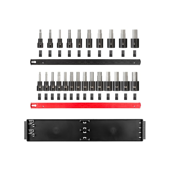Tekton 1/2 Inch Drive Hex Impact Bit Socket Set with Rails, 24-Piece (1/4-3/4 in., 6-19 mm) - SIB92201