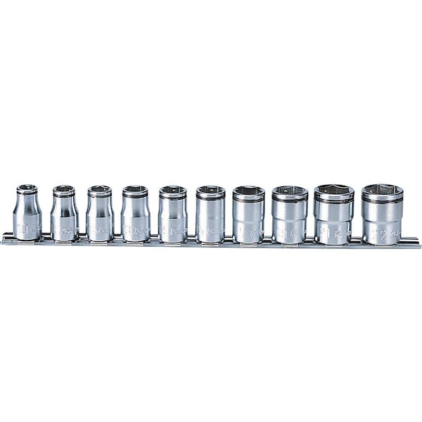 Ko-Ken Socket set 10-22mm Nut Grip 300mm 10 pieces 1/2 Sq. Drive - RS4450M/10