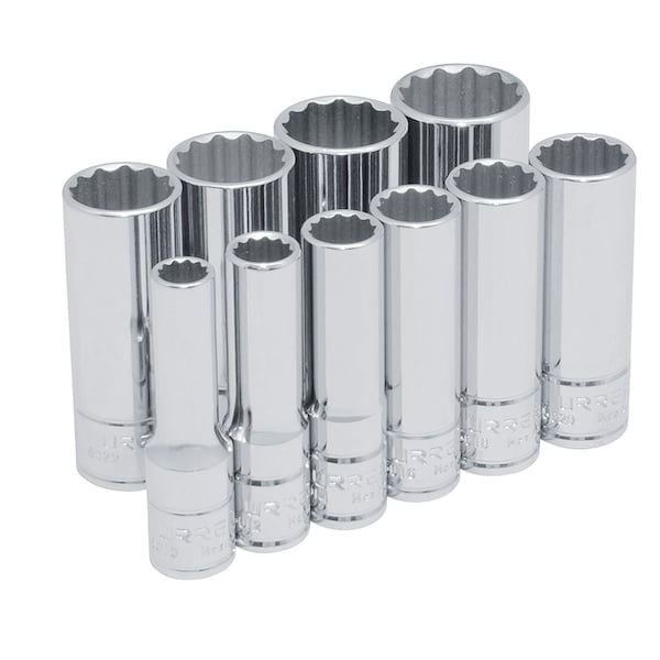 Urrea 3/8"drive, 12 point deep socket set, SAE, 10 pieces - 52107
