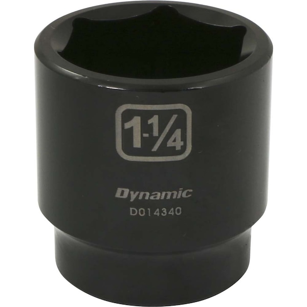 Dynamic 1/2" Drive Standard Socket, Black Phosphate, Tools 1/2" Drive 6 Point SAE, 1-1/4" Standard Length - D014340