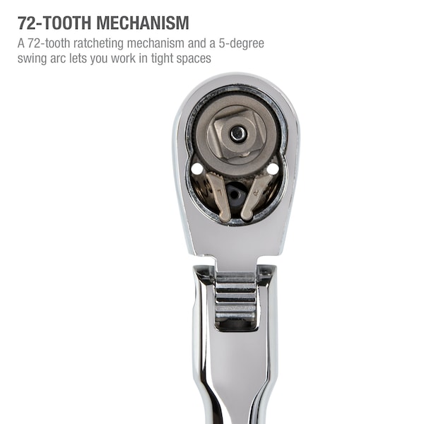 Steelman 3/8-Inch Drive 72-Tooth 180-Degree Flex-Head Reversible Quick-Release Ratchet - 60574