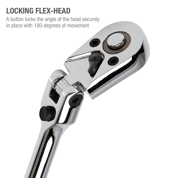 Steelman 3/8-Inch Drive 72-Tooth 180-Degree Flex-Head Reversible Quick-Release Ratchet - 60574