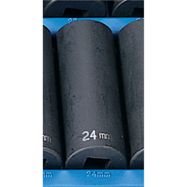 Grey Pneumatic 1/2" Drive, 24mm Size, Metric Socket, 6 Points, 24mm, 1/2"D, Impact, 6pt., D - 2024MD