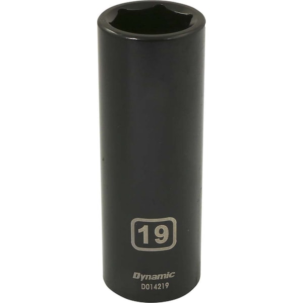 Dynamic 1/2" Drive Deep Socket, Black Phosphate, Tools 1/2" Drive 6 Point Metric, 19mm Deep Length - D014219