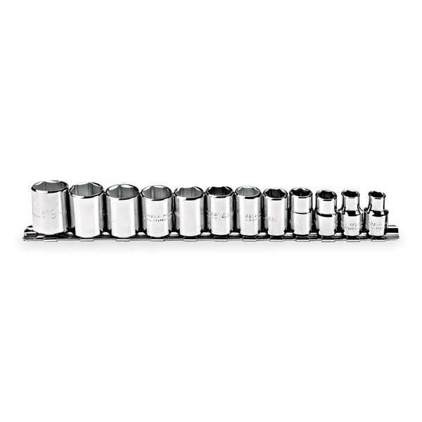 Proto 3/8" Drive Socket Set, Metric, 12pcs, Socket Set, Chrome, 8 mm to 19 mm, 6Pt - J52212