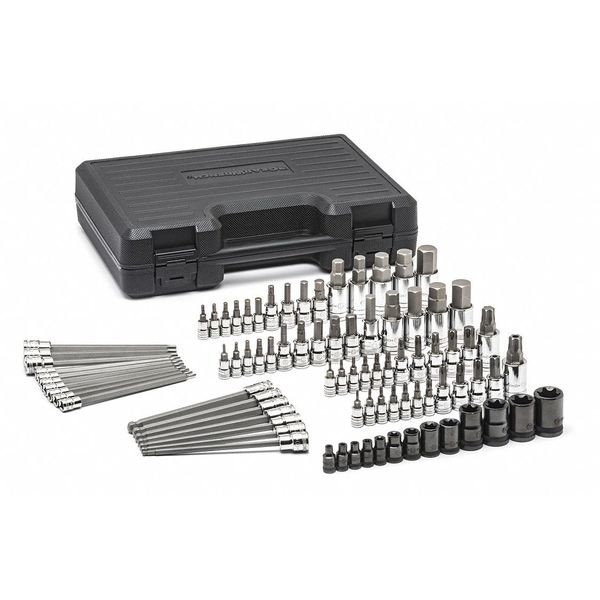 Gearwrench 84 Piece 1/4", 3/8" & 1/2" Drive Hex/Ball End Hex/Tamper Proof SAE/Metric Bit Set - 80742