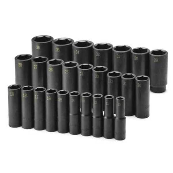 Sk Professional Tools 1/2" Drive Impact Socket Set, Metric, 26pcs, Impact Socket Set, 1/2" Drive, 26 Pieces - 4047