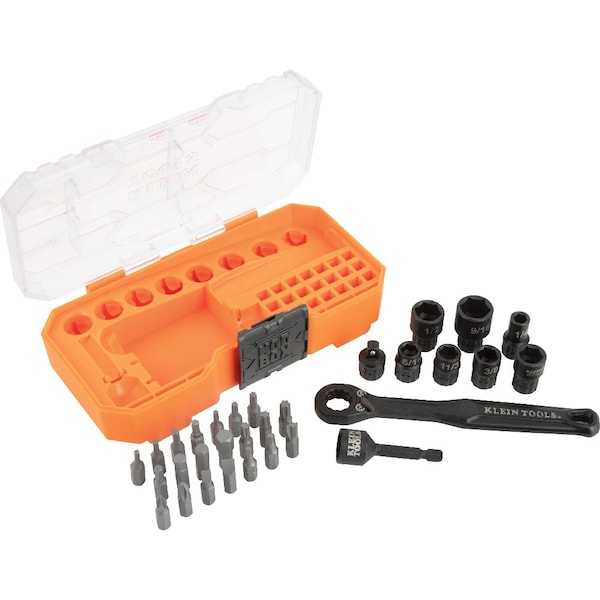 Klein Tools 1/4-Inch Drive Impact-Rated Pass Through Socket Set, 32-Piece - 65300