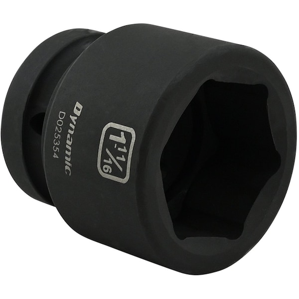 Dynamic 1" Drive Standard Socket, Black Phosphate, Tools 1-11/16" X 1" Drive, 6 Point Standard Length - D025354