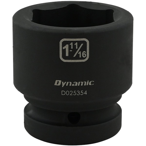 Dynamic 1" Drive Standard Socket, Black Phosphate, Tools 1-11/16" X 1" Drive, 6 Point Standard Length - D025354