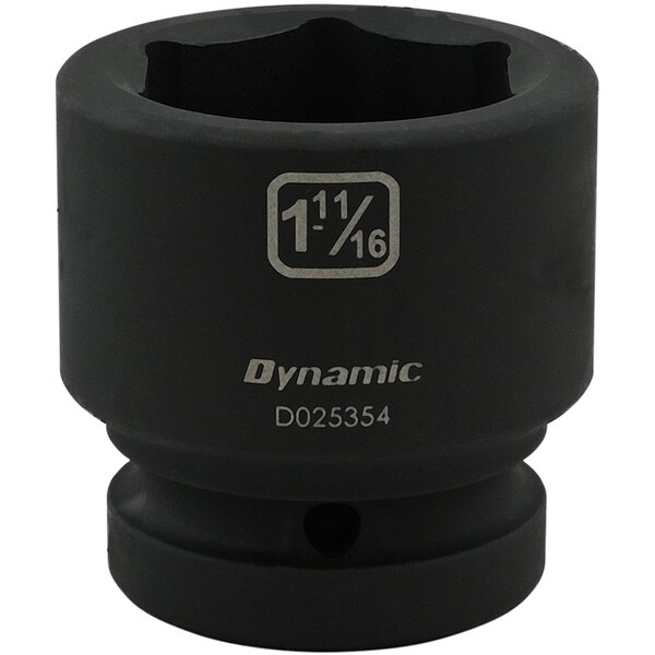 Dynamic 1" Drive Standard Socket, Black Phosphate, Tools 1-11/16" X 1" Drive, 6 Point Standard Length - D025354