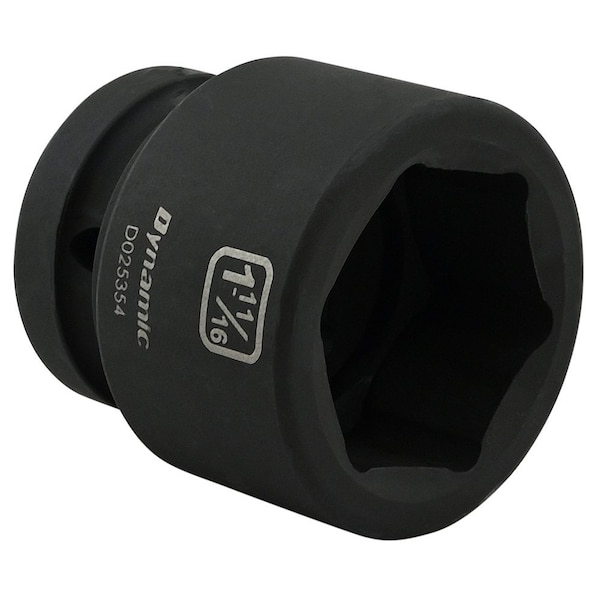 Dynamic 1" Drive Standard Socket, Black Phosphate, Tools 1-11/16" X 1" Drive, 6 Point Standard Length - D025354