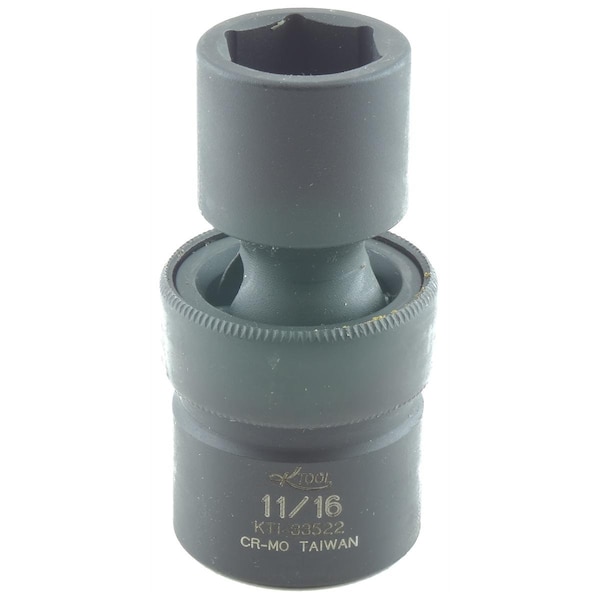 K-Tool International 1/2" Drive Impact Socket black oxide, Swivel 6 Pnt 1/2"Dr, 11/16 - KTI-33522