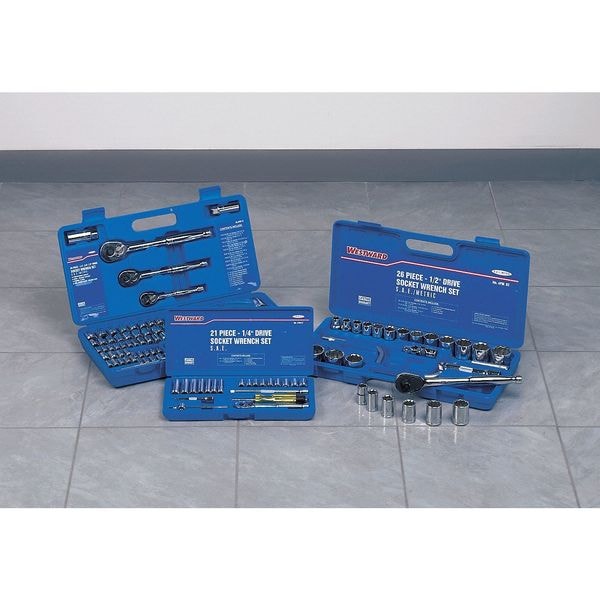 Westward 3/8 in Drive Socket Wrench Set SAE 20 Pieces 3/8 in to 7/8 in , Chrome - 4PL98