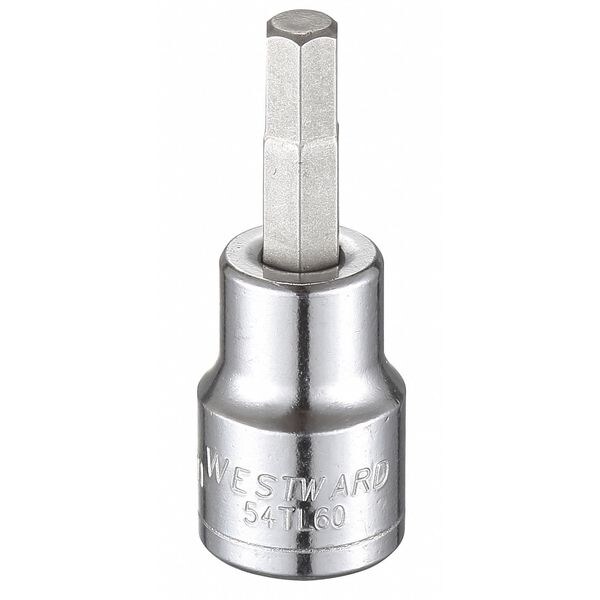 Westward 3/8 in Drive Hex Socket Bit Metric 6 mm Tip, 1 3/4 in L - 54TL60