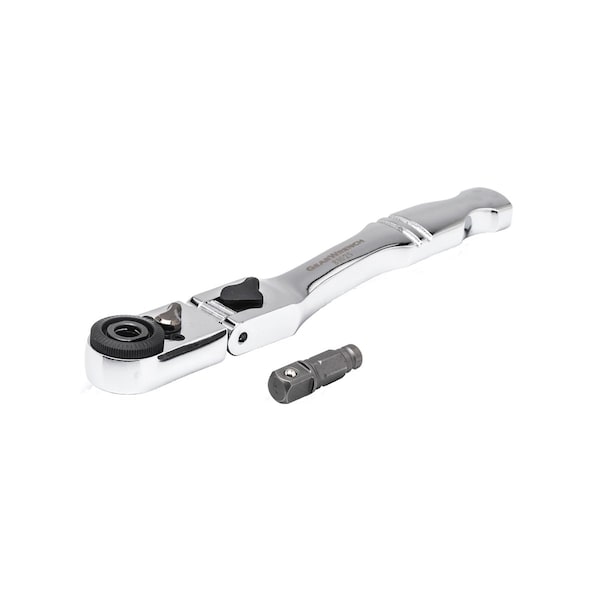 Kd Tools 1/4" Drive 72 Geared Teeth Slim Head Style Slim Head Ratchet, 6" L, Full Polish Chrome Finish - 81025